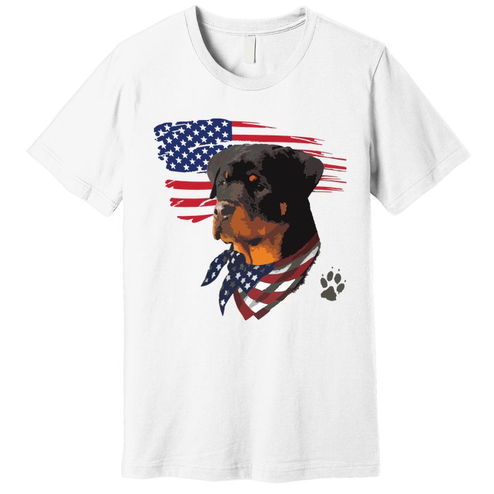 Rottweiler Dog USA American Flag Awesome Cool Premium T-Shirt