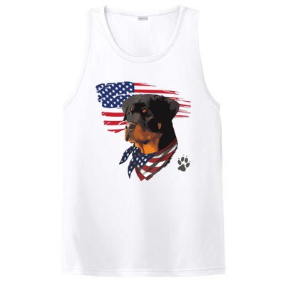 Rottweiler Dog USA American Flag Awesome Cool PosiCharge Competitor Tank