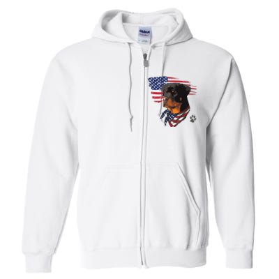 Rottweiler Dog USA American Flag Awesome Cool Full Zip Hoodie