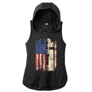 Ruck Driver Usa American Flag Patriotic Rucker Ladies PosiCharge Tri-Blend Wicking Draft Hoodie Tank