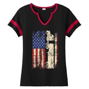 Ruck Driver Usa American Flag Patriotic Rucker Ladies Halftime Notch Neck Tee