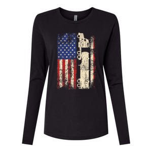 Ruck Driver Usa American Flag Patriotic Rucker Womens Cotton Relaxed Long Sleeve T-Shirt