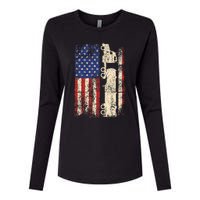 Ruck Driver Usa American Flag Patriotic Rucker Womens Cotton Relaxed Long Sleeve T-Shirt