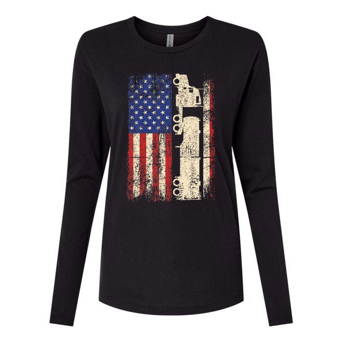 Ruck Driver Usa American Flag Patriotic Rucker Womens Cotton Relaxed Long Sleeve T-Shirt