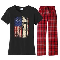 Ruck Driver Usa American Flag Patriotic Rucker Women's Flannel Pajama Set