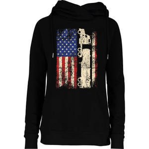 Ruck Driver Usa American Flag Patriotic Rucker Womens Funnel Neck Pullover Hood