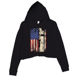 Ruck Driver Usa American Flag Patriotic Rucker Crop Fleece Hoodie