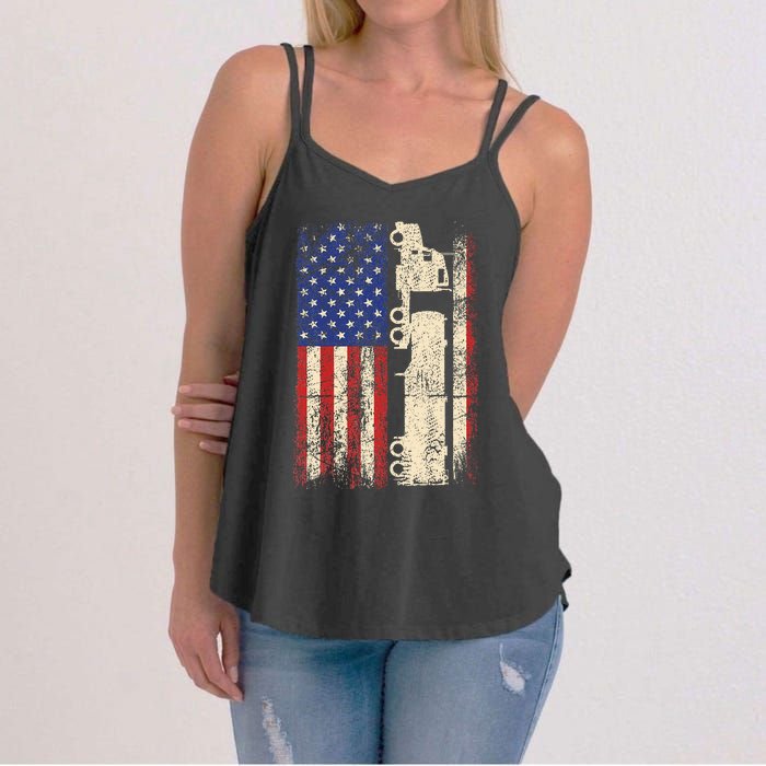 Ruck Driver Usa American Flag Patriotic Rucker Women's Strappy Tank