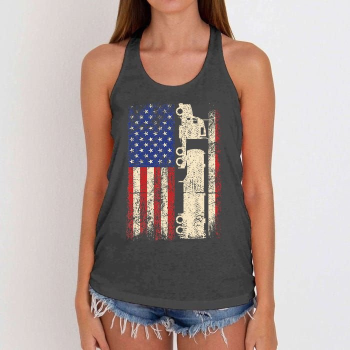 Ruck Driver Usa American Flag Patriotic Rucker Women's Knotted Racerback Tank