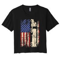 Ruck Driver Usa American Flag Patriotic Rucker Women's Crop Top Tee