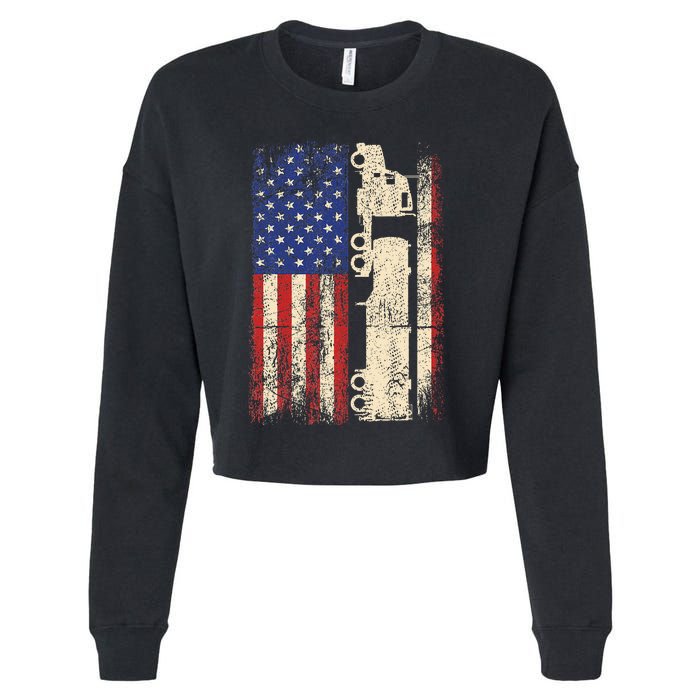 Ruck Driver Usa American Flag Patriotic Rucker Cropped Pullover Crew