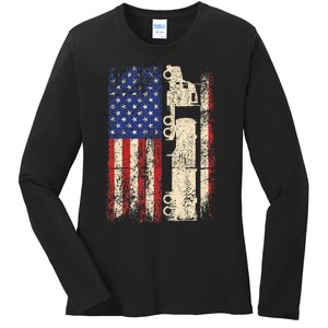 Ruck Driver Usa American Flag Patriotic Rucker Ladies Long Sleeve Shirt