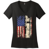 Ruck Driver Usa American Flag Patriotic Rucker Women's V-Neck T-Shirt