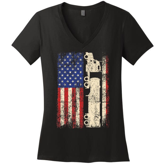 Ruck Driver Usa American Flag Patriotic Rucker Women's V-Neck T-Shirt