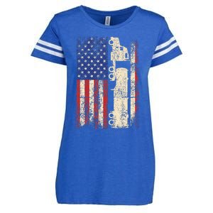 Ruck Driver Usa American Flag Patriotic Rucker Enza Ladies Jersey Football T-Shirt