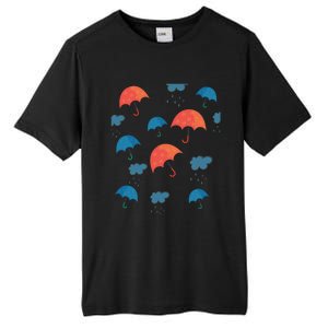 Rainy Day Umbrellas And Rain Clouds Cute Gift Tall Fusion ChromaSoft Performance T-Shirt