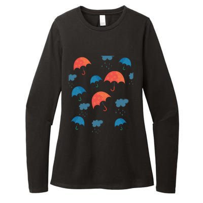 Rainy Day Umbrellas And Rain Clouds Cute Gift Womens CVC Long Sleeve Shirt