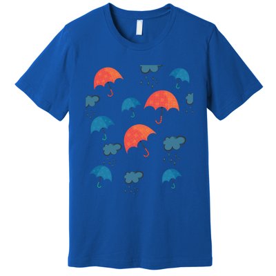 Rainy Day Umbrellas And Rain Clouds Cute Gift Premium T-Shirt