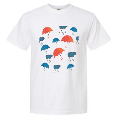 Rainy Day Umbrellas And Rain Clouds Cute Gift Garment-Dyed Heavyweight T-Shirt