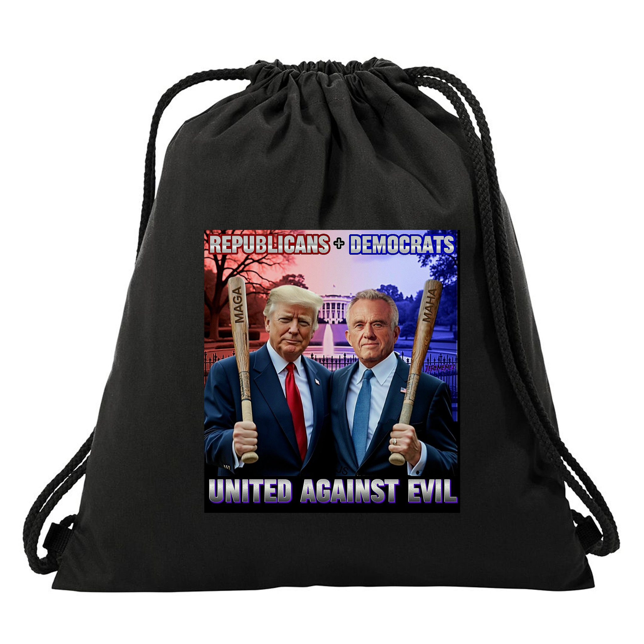 Republican Democrats United Against Evil Trump Kennedy Drawstring Bag