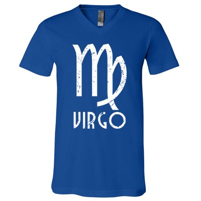 Retro Distressed Virgo Zodiac Sign Birthday Gift V-Neck T-Shirt