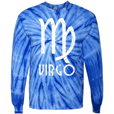 Retro Distressed Virgo Zodiac Sign Birthday Gift Tie-Dye Long Sleeve Shirt