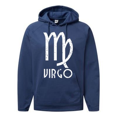 Retro Distressed Virgo Zodiac Sign Birthday Gift Performance Fleece Hoodie