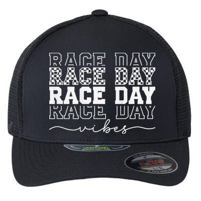 Race Day Vibes Checkered Coquette Bow Car Racing Race Day Flexfit Unipanel Trucker Cap