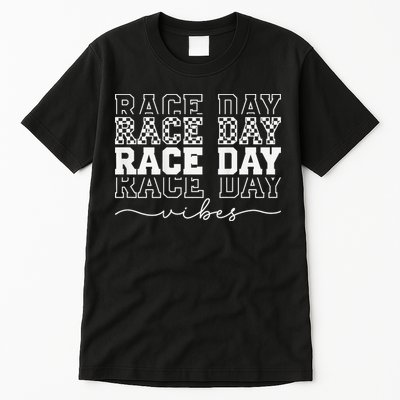 Race Day Vibes Checkered Coquette Bow Car Racing Race Day Tall T-Shirt