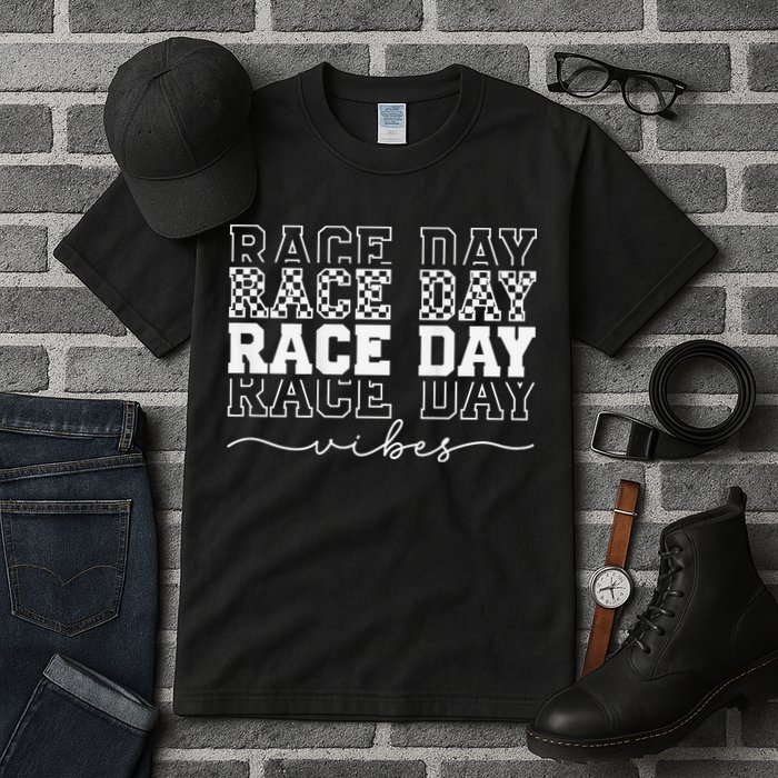 Race Day Vibes Checkered Coquette Bow Car Racing Race Day Tall T-Shirt