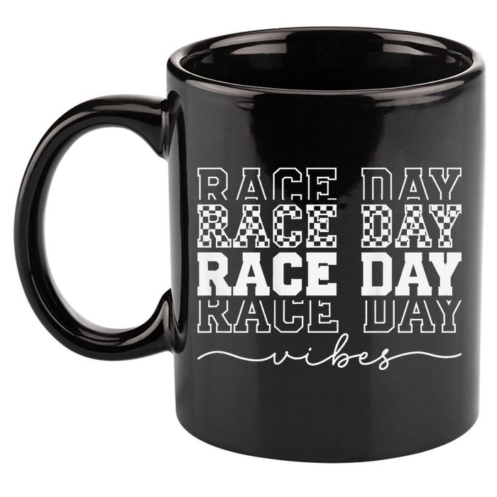 Race Day Vibes Checkered Coquette Bow Car Racing Race Day 11oz C Handle Ceramic Mug