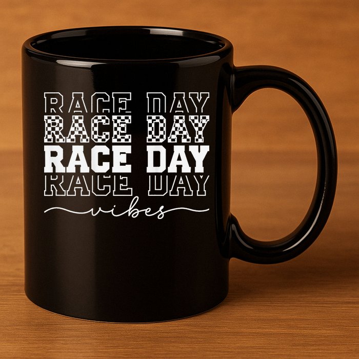 Race Day Vibes Checkered Coquette Bow Car Racing Race Day 11oz C Handle Ceramic Mug