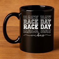 Race Day Vibes Checkered Coquette Bow Car Racing Race Day 11oz C Handle Ceramic Mug
