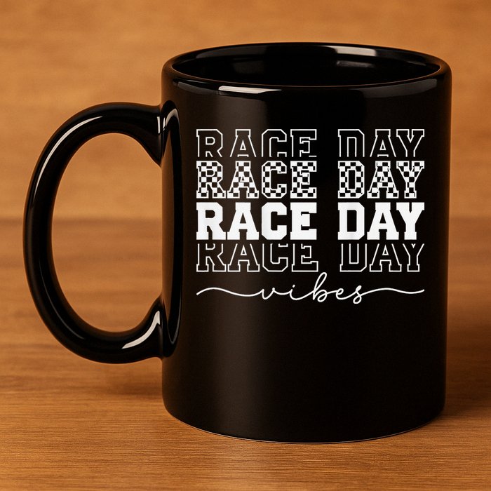 Race Day Vibes Checkered Coquette Bow Car Racing Race Day 11oz C Handle Ceramic Mug
