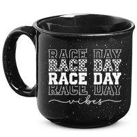 Race Day Vibes Checkered Coquette Bow Car Racing Race Day 15oz Campfire Ceramic Mug