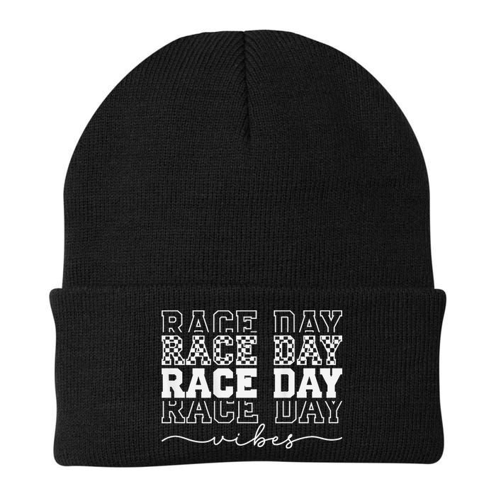 Race Day Vibes Checkered Coquette Bow Car Racing Race Day Beanie