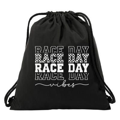Race Day Vibes Checkered Coquette Bow Car Racing Race Day Drawstring Bag