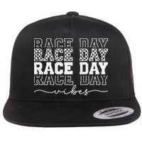 Race Day Vibes Checkered Coquette Bow Car Racing Race Day Flat Bill Trucker Hat