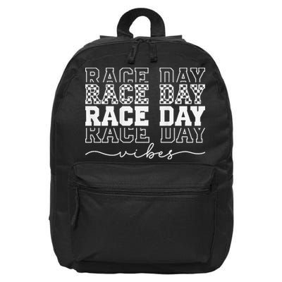 Race Day Vibes Checkered Coquette Bow Car Racing Race Day 16 in Basic Backpack