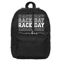 Race Day Vibes Checkered Coquette Bow Car Racing Race Day 16 in Basic Backpack