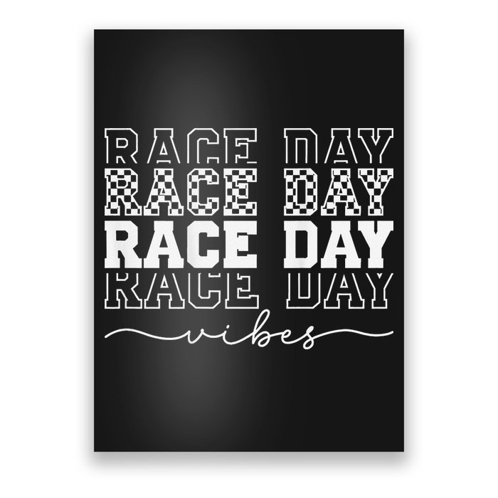 Race Day Vibes Checkered Coquette Bow Car Racing Race Day Poster