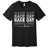 Race Day Vibes Checkered Coquette Bow Car Racing Race Day Premium T-Shirt