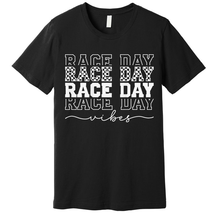 Race Day Vibes Checkered Coquette Bow Car Racing Race Day Premium T-Shirt