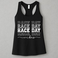 Race Day Vibes Checkered Coquette Bow Car Racing Race Day Womens Tank Top