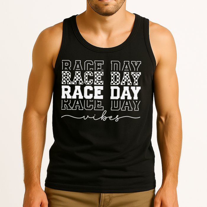 Race Day Vibes Checkered Coquette Bow Car Racing Race Day Tank Top