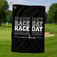 Race Day Vibes Checkered Coquette Bow Car Racing Race Day Golf Towel