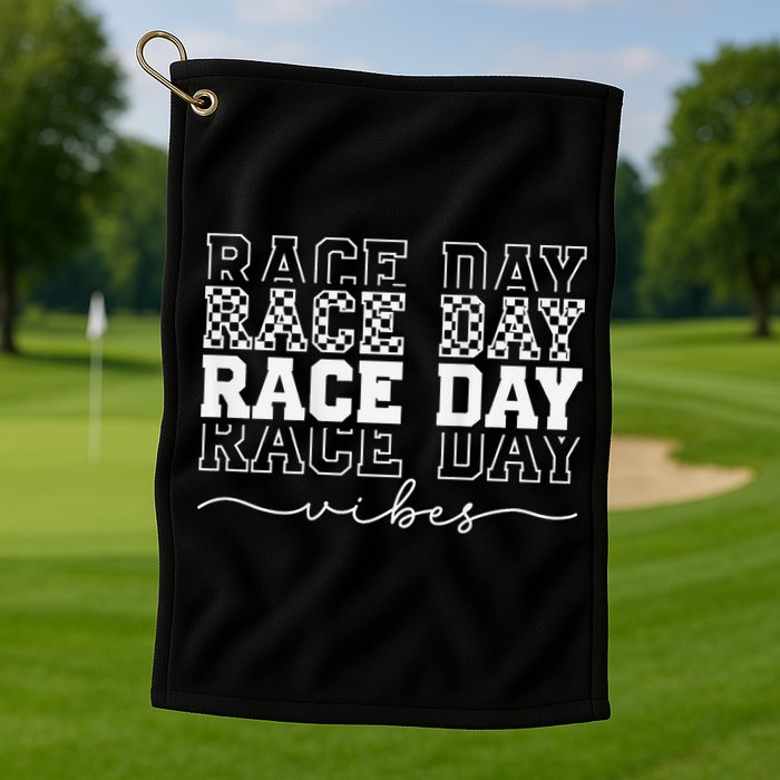 Race Day Vibes Checkered Coquette Bow Car Racing Race Day Golf Towel