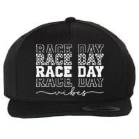 Race Day Vibes Checkered Coquette Bow Car Racing Race Day Wool Snapback Cap