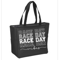 Race Day Vibes Checkered Coquette Bow Car Racing Race Day Zip Tote Bag