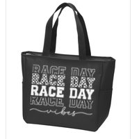 Race Day Vibes Checkered Coquette Bow Car Racing Race Day Zip Tote Bag